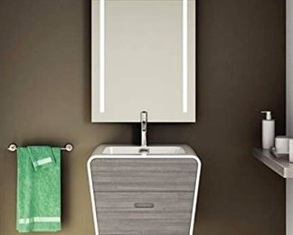 $425                                                                                                    FLUERCO SUNRIZE 30 X 36" LED LIGHTED WALL MIRROR W/DEFOGGER - MSU3036 NEW IN BOX

 WHY WE LOVE IT:

 We love this clean design and the integrated lighting is perfection!

 DETAILS + DIMENSIONS:

Shine on a light on your morning grooming routine with the Sunrize lighted bathroom wall mirror from Fleurco. The rectangular offers minimalist style without compromising on functionality. The sleek mirror is lit with two energy-efficient LED light strips to provide plenty of illumination as you shave, apply makeup, style your hair, or brush your teeth. A defogger pad in the center ensures the view is free and clear of condensation from shower steam. This mirror mounts vertically and is sure to enhance any decor.

ORIGINAL RETAIL: $881.00

Energy-efficient LED technology
Warm white light, suitable for makeup application and shaving
Copper-free and distortion-free mirror
De-fogger pad included