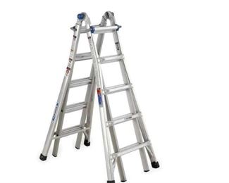 $100     WERNER MT-22 MULTIPURPOSE LADDER, EXTENSION, SCAFFOLD, STAIRCASE, STEPLADDER - NEW

 WHY WE LOVE IT:

 Multi purpose functionality!

 DETAILS + DIMENSIONS:

Werner #MT-22 Specifications
Item: Multipurpose Ladder
Ladder Configurations: Extension, Scaffold, Staircase, Stepladder
Extended Ladder Height: 19 ft
Stepladder Height: 5 to 9 ft
Scaffold Height: 3 ft 10 in
Load Capacity: 300 lb
ANSI Type: IA
Material: Aluminum
Net Weight: 47.0 lb
Rail Type: Aluminum
Closed Height: 5 ft 6 in
Series: MT
Rung/Step Spacing: 12 in
Standards: ANSI
Bottom Width: 27 7/8 in
Ladder Height: 22 ft.
Closed Depth: 8 in
 

CONDITION: This is a new ladder that has never been used. Please refer to photo's for a more detailed look at condition.  We make every attempt to list and photograph any defects or signs of wear that are significant to this sale. 