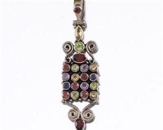  Festive Sterling Silver and Gemstone Pendant 
