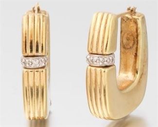  Pair of Gold and Diamond Earrings 
