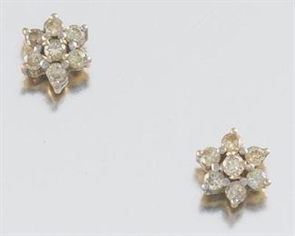  Pair of Diamond Cluster Earrings 