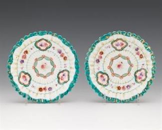  Pair of Japanese Fine Porcelain Ribbed Saucers 