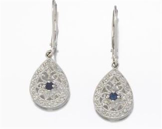 Pair of Sapphire and Diamond Earrings 