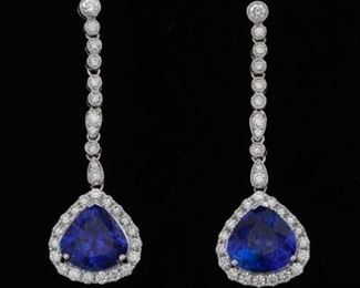  Pair of Tanzanite and Diamond Earrings 