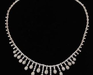 14K White Gold and Diamond Necklace 
