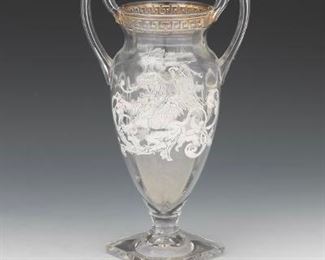 American Glass Vase with Griffin 