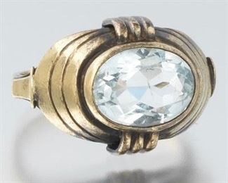 Art Deco Aquamarine Ring 