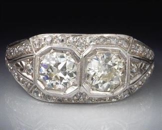 Art Deco Double Diamond Ring 