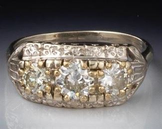 Art Deco Three Diamond Ring 