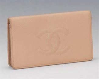 Chanel Beige Caviar Leather Wallet 