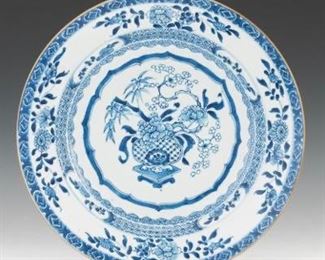 Chinese 18th Century Blue and White Porcelain Charger 