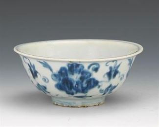 Chinese Blue and White Porcelain Bowl, Ming 