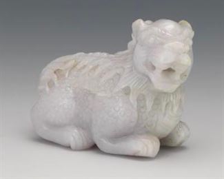Chinese Carved Jadeite Carving of A Mythical Beast 