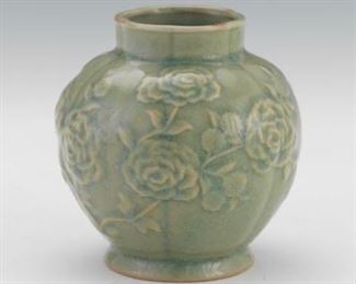 Chinese Longquan Celadon Melon Vase 
