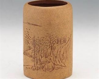 Chinese Terracotta Brushpot Vase 