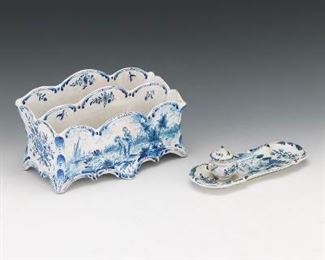 Delft Blue and White Porcelain Desk Set