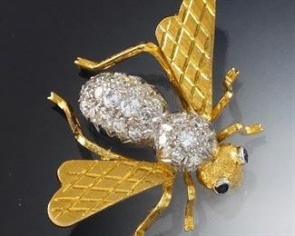Diamond and Gold Bee Brooch 