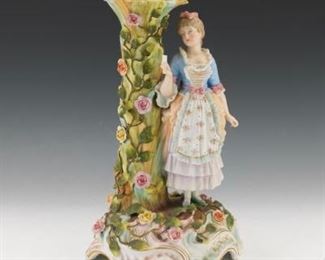 Dresden Porcelain Figural Candleholder, ca. 19th Century