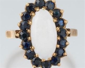 English Gold, Opal and Blue Sapphire Ring, Birmingham 