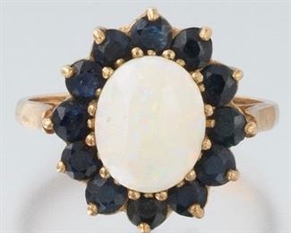 English Gold, Opal and Blue Sapphire Ring, London 