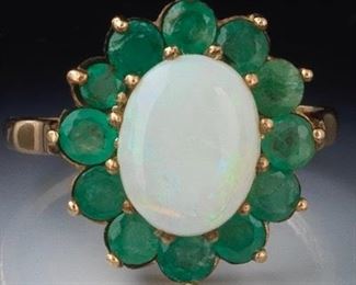 English Gold, Opal and Emerald Ring, Birmingham 