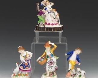 Four English Porcelain Figurines, ca. 1850s