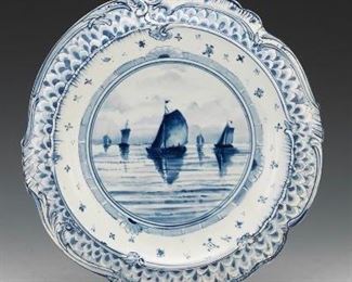 Franz Anton Mehlem Royal Bonn Blue and White Plate