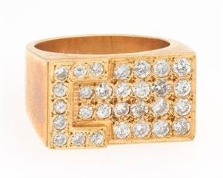 Gentlemans Gold and Diamond Ring 