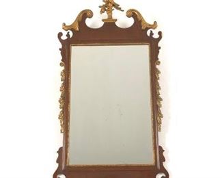 George III Style Wood Parcel Gilt Eagle Crest Mirror, ca. 19th Century 