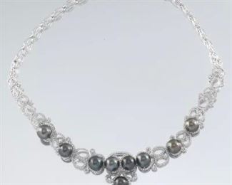 Glamorous Tahitian Pearl and Diamond Necklace, AIG Report 