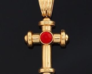Gold and Coral Cross 