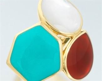 Ippolita Turquoise, Mother of Pearl, and Carnelian Ring 