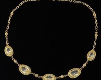 Judith Ripka 18k Gold, Diamond and Canary Crystal Necklace 