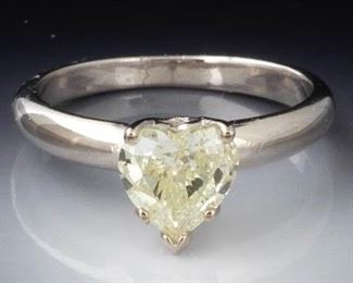 Ladies 1.03 ct Heart Diamond Solitaire Ring 