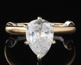 Ladies 2.20 ct Pear Cut Diamond, E I1 Ring 