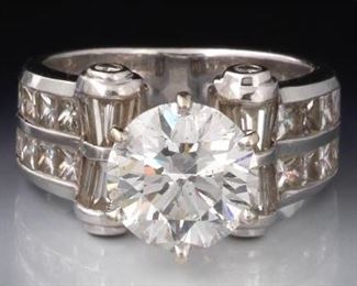 Ladies 2.90 Carat Round Diamond Engagement Ring 