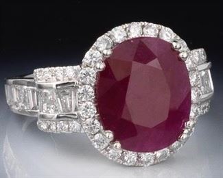 Ladies 7.80 ct Ruby and Diamond Ring, SGL Report 