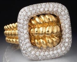 Ladies 18k Gold and Diamond Cocktail Ring 
