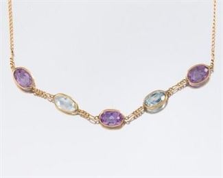 Ladies Amethyst and Topaz Necklace 