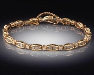 Ladies Baguette Cut Diamond Bracelet 