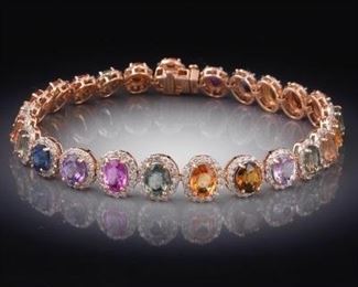 Ladies Color Sapphire and Diamond Bracelet, SGL Report 