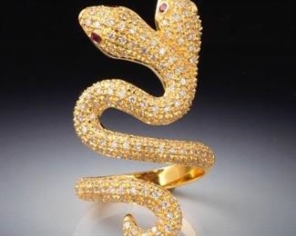 Ladies Diamond Double Serpent Ring 