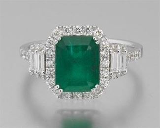 Ladies Emerald and Diamond Ring, AIGL Report 