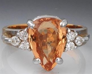 Ladies Imperial Topaz and Diamond Ring 