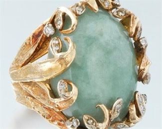Ladies Jade and Diamond Ring 