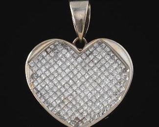 Ladies Mystery Set Diamond Heart Pendant 