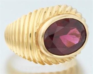 Ladies Rubellite and Gold Ring 