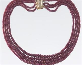 Ladies Ruby Bead Necklace 