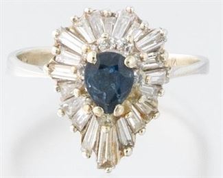 Ladies Sapphire and Diamond Ballerina Ring 