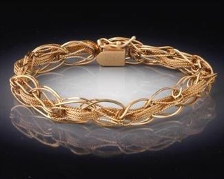 Ladies Vintage Gold Interwoven Fancy Link Bracelet 